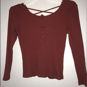 Forever 21 tight fall maroon strap button top